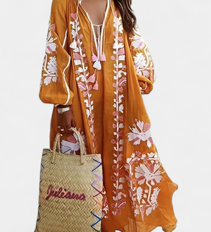 Alessia Lange Mouwen Bloemenjurk in Bohemian Stijl