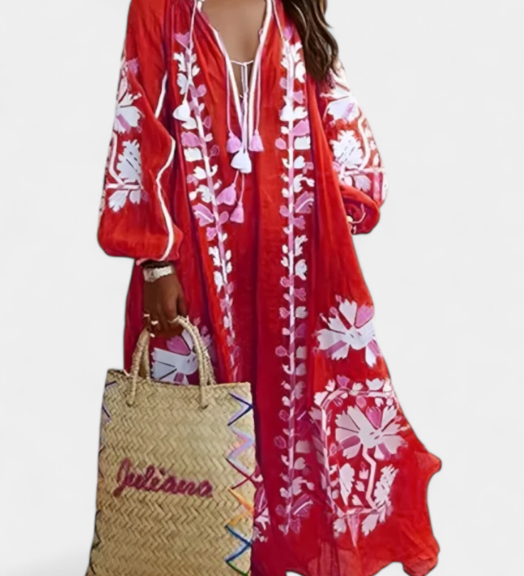 Alessia Lange Mouwen Bloemenjurk in Bohemian Stijl
