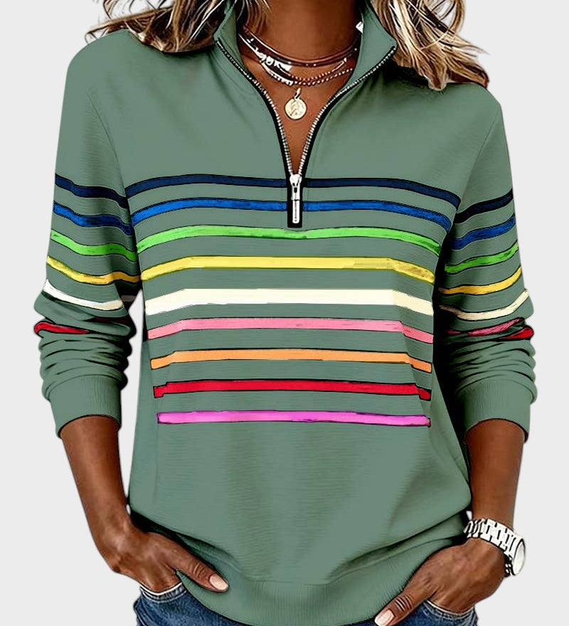 Raquel™ | Gestreepte Half-Zip Hoodie