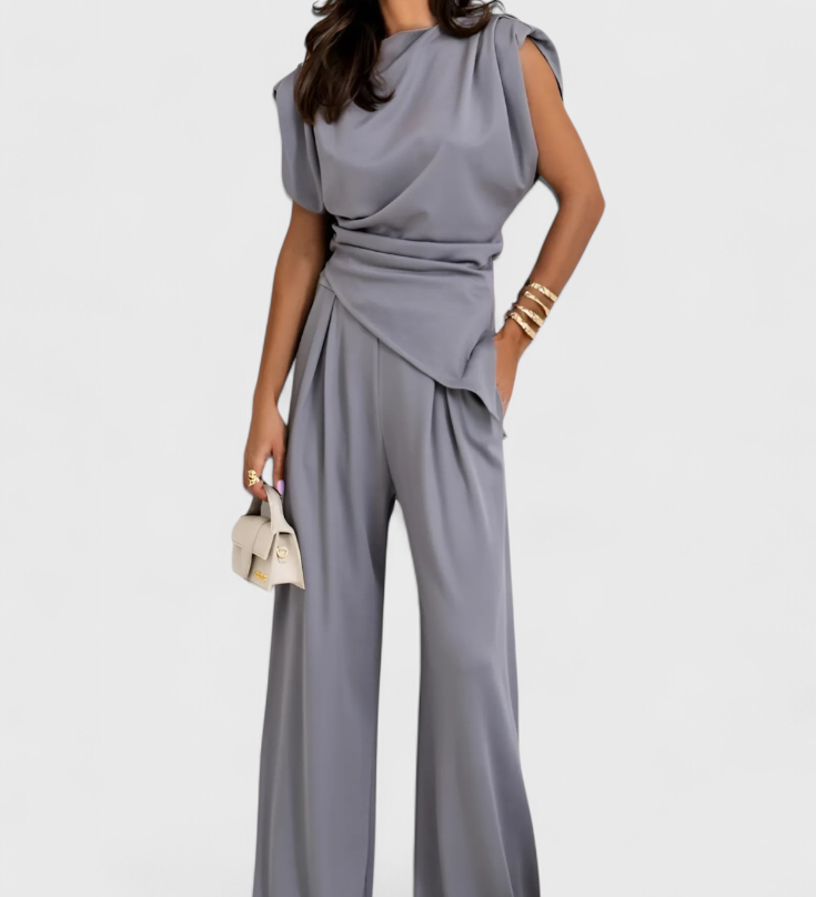 Sofia Asymmetrische Set met Gedrapeerde Schouders