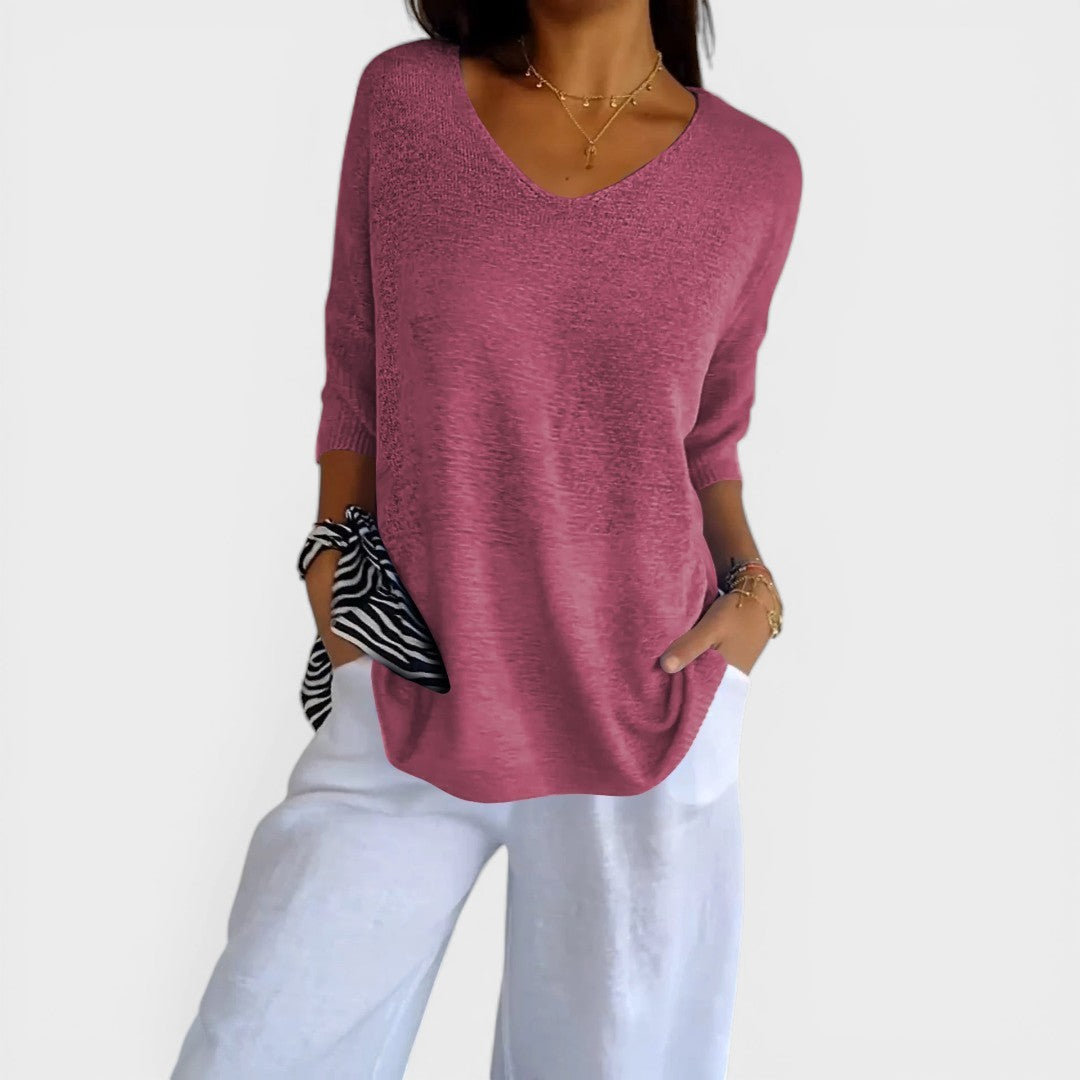 Rosa™ | Effen Gebreide Top met V-hals