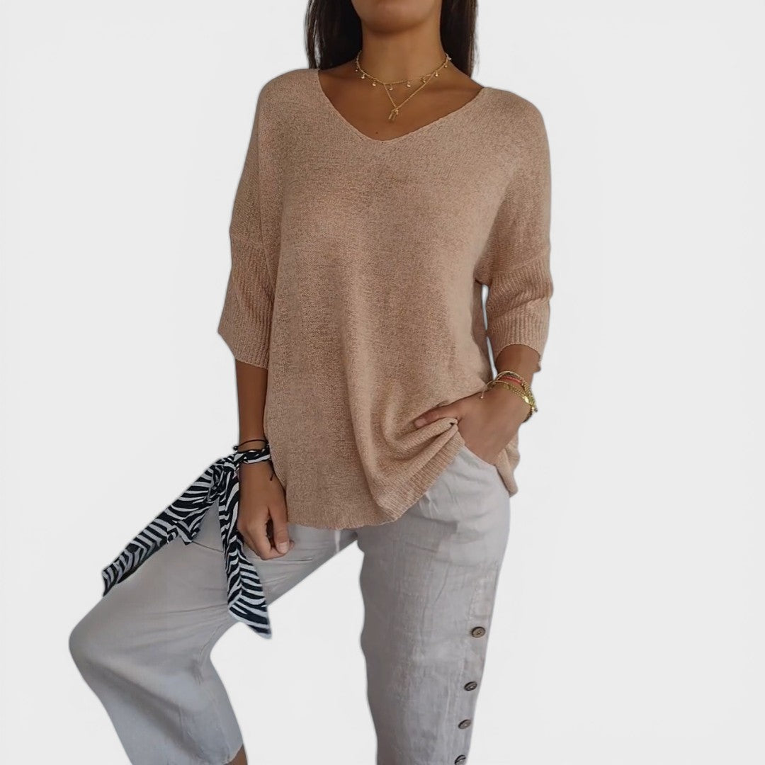 Rosa™ | Effen Gebreide Top met V-hals