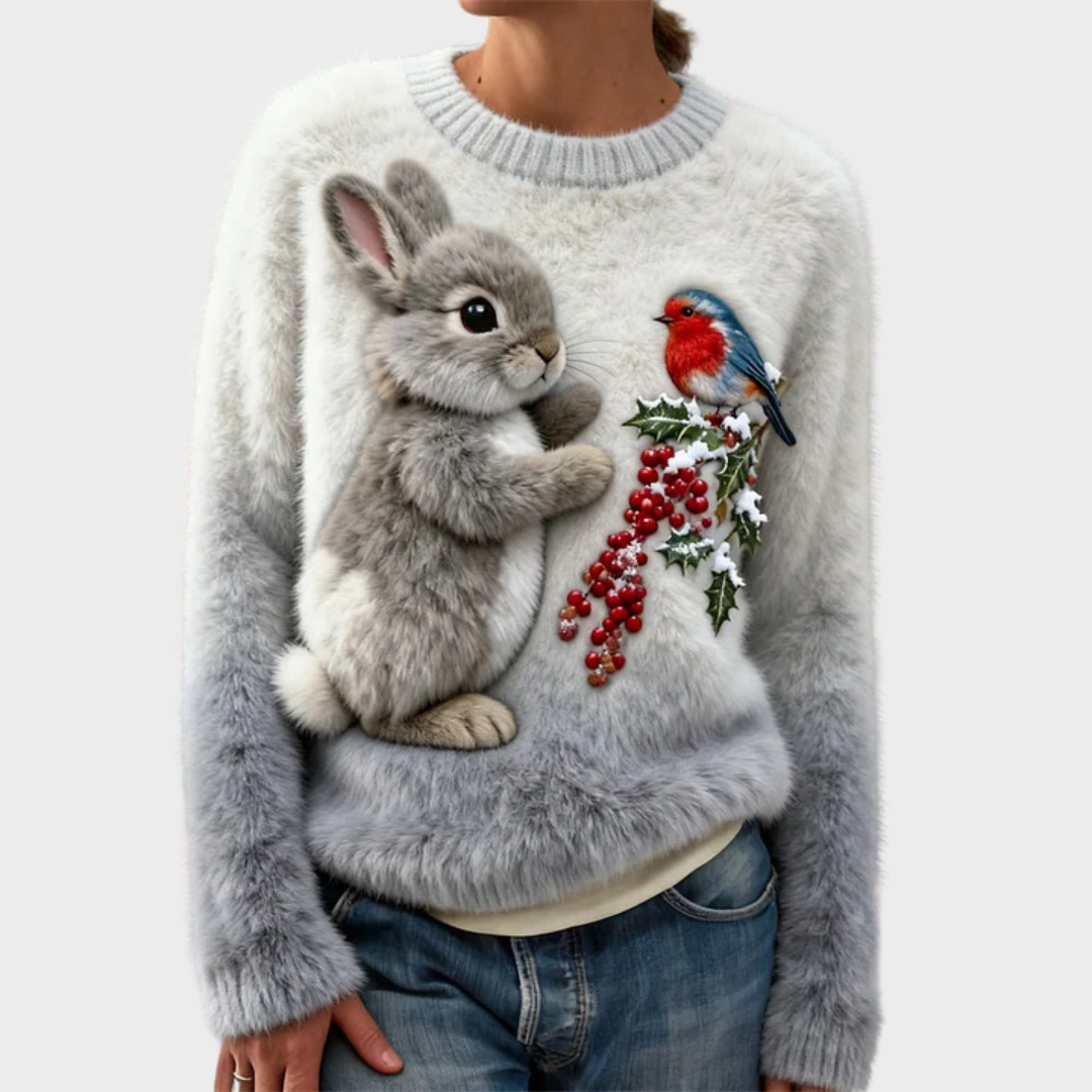 Teresa™ | Zachte Kersttrui met Konijn