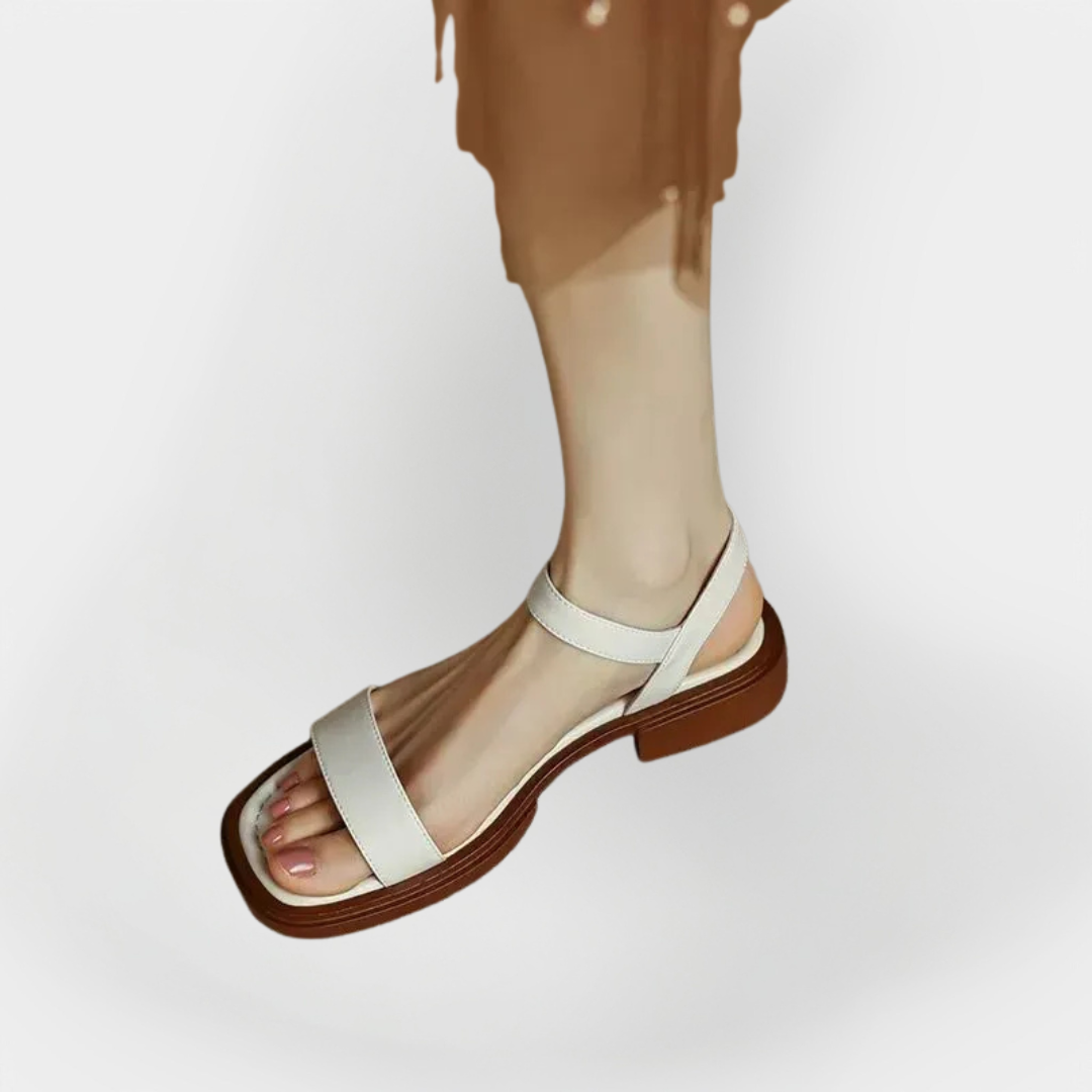 Leren Sandalen met Lage Hak