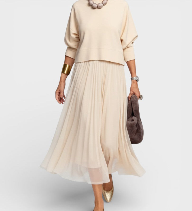 Claudia™ | Elegante Gebreide Jurk met Tule