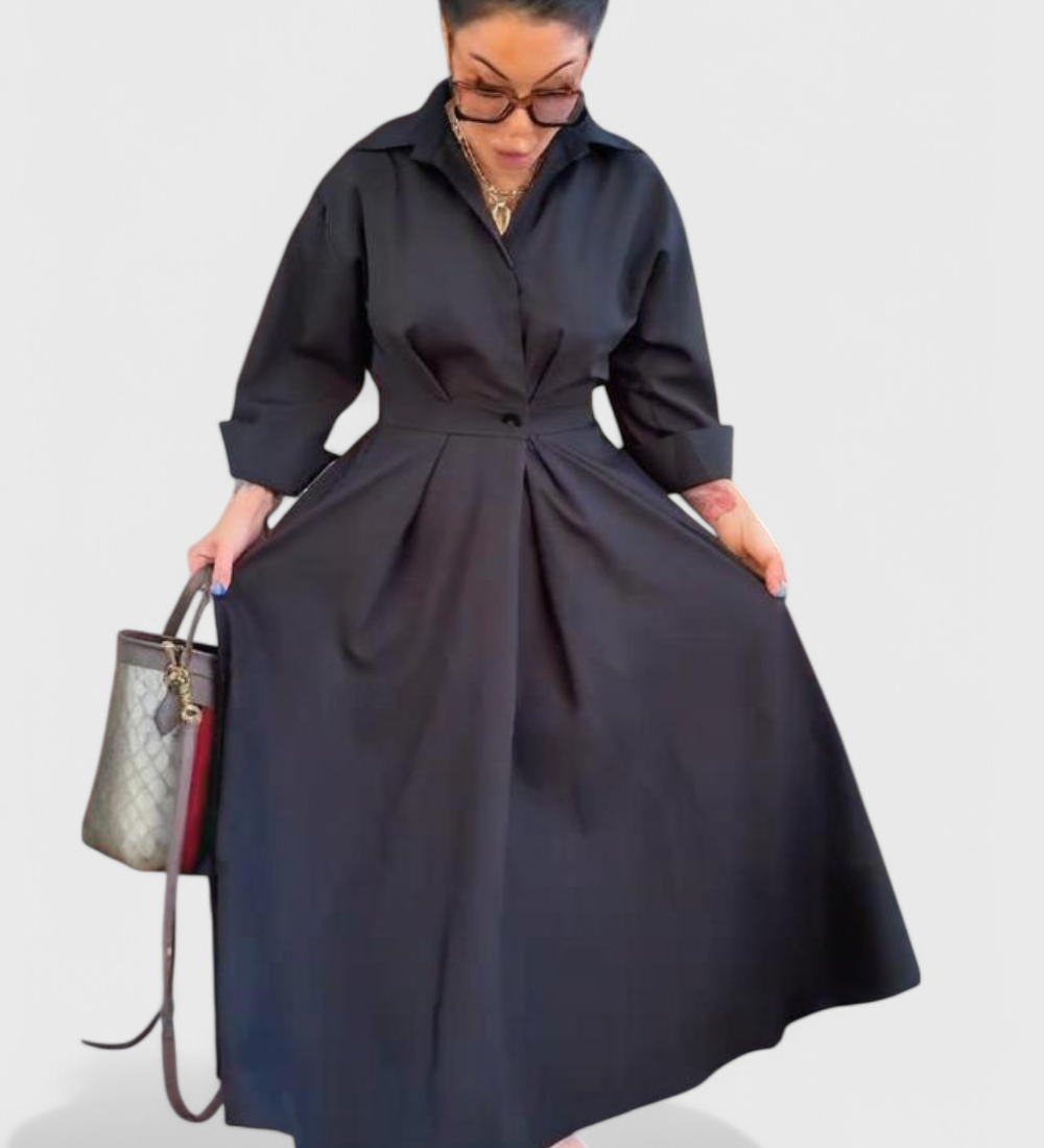 Celina Lange Maxi Jurk met Revers