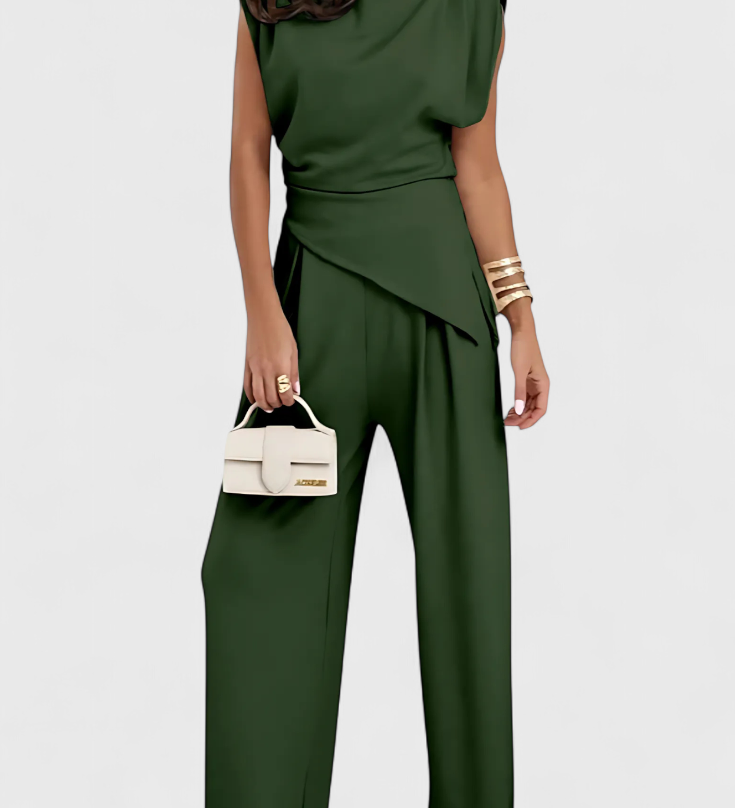 Sofia Asymmetrische Set met Gedrapeerde Schouders