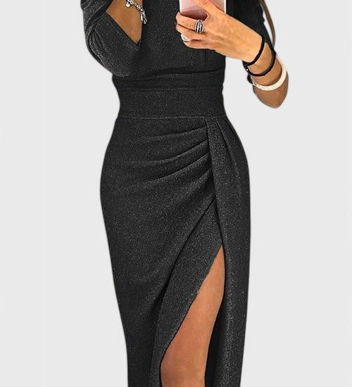 Off-Shoulder Maxi Jurk Alexa met Subtiele Splits