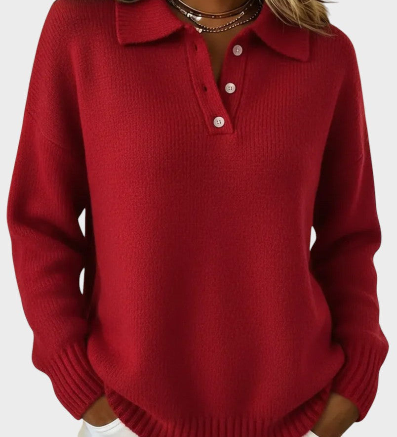 Marta™ | Zachte Gebreide Polo Sweater