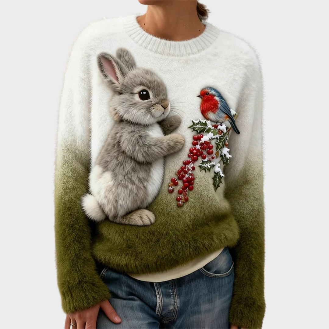 Teresa™ | Zachte Kersttrui met Konijn