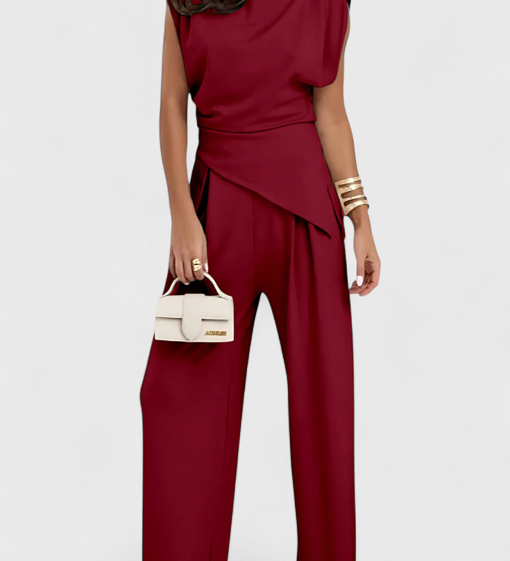 Sofia Asymmetrische Set met Gedrapeerde Schouders