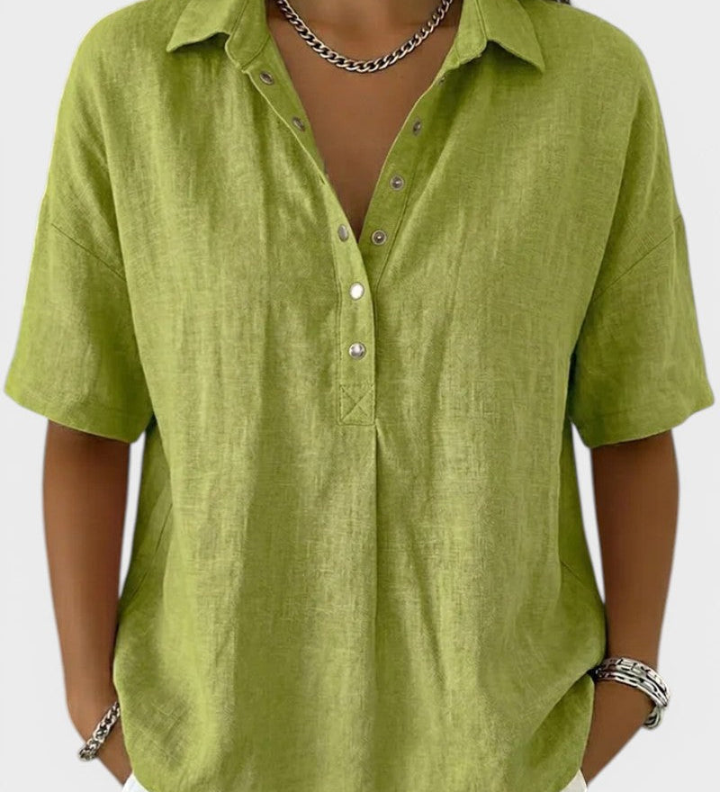 Noelia™ | Blouse met Kraag en Elegante Knopen