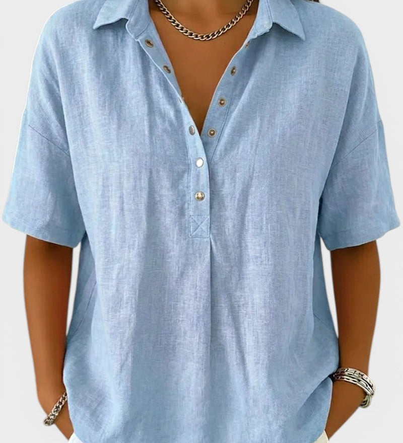 Noelia™ | Blouse met Kraag en Elegante Knopen
