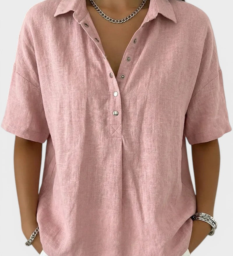 Noelia™ | Blouse met Kraag en Elegante Knopen
