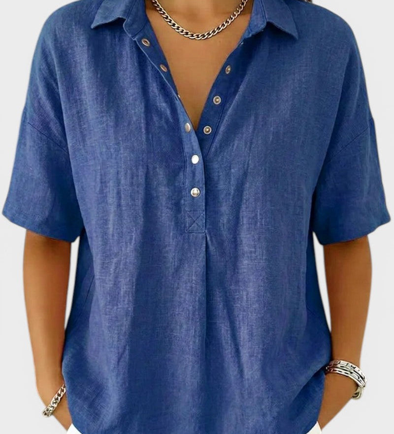 Noelia™ | Blouse met Kraag en Elegante Knopen