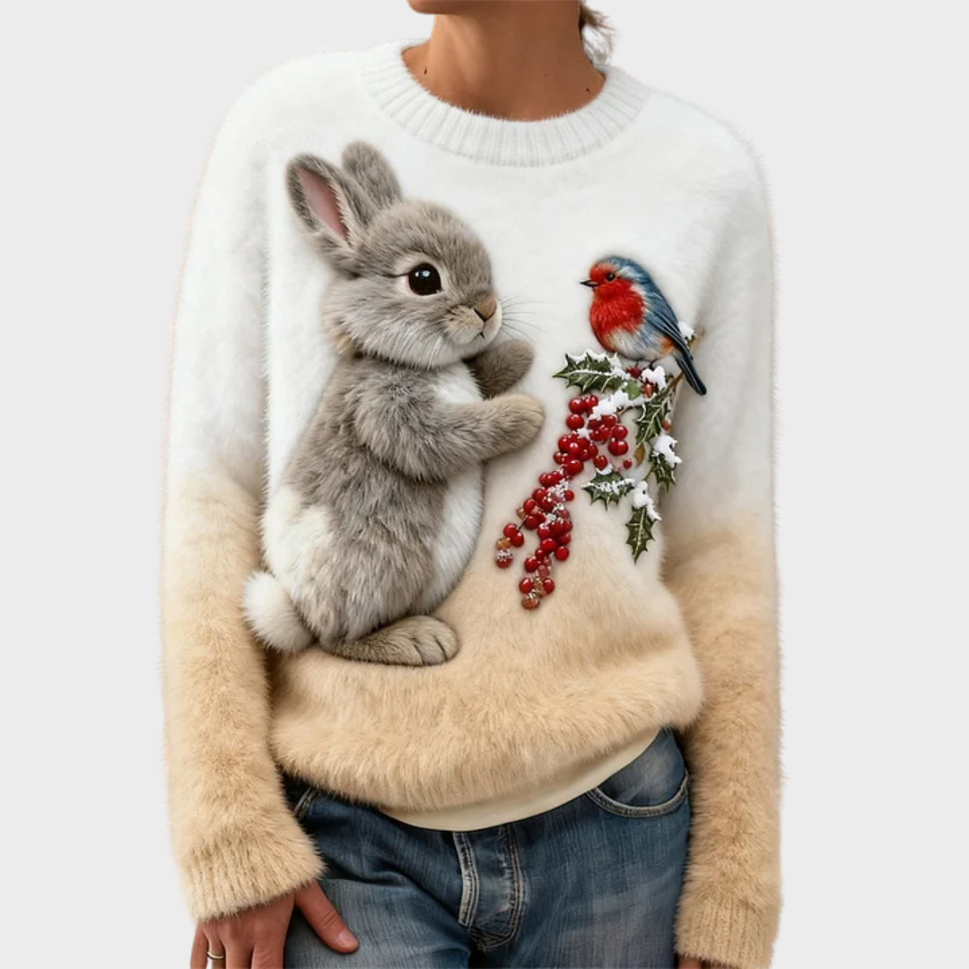 Teresa™ | Zachte Kersttrui met Konijn