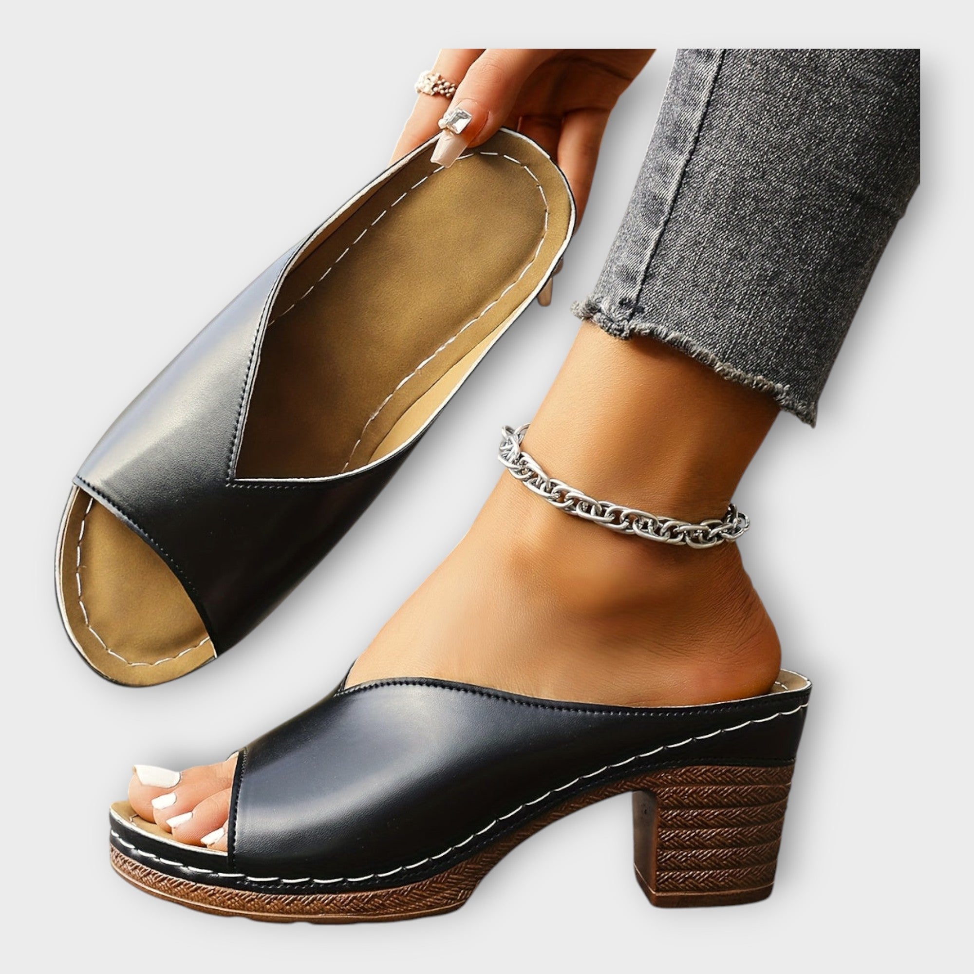 Chunky Hak Sandalen met Open Hak