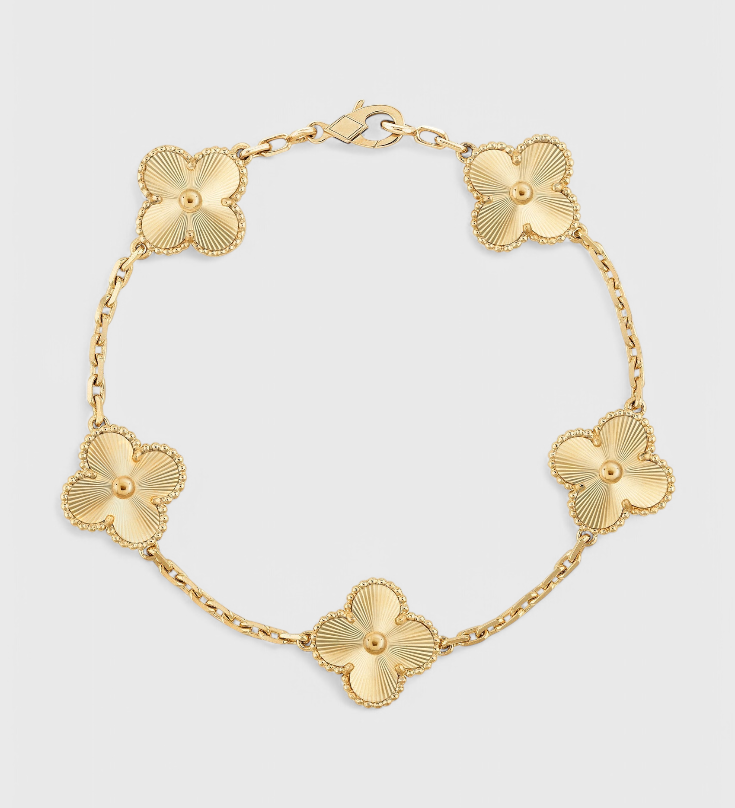 Klavermotief en Elegante Gouden Armband