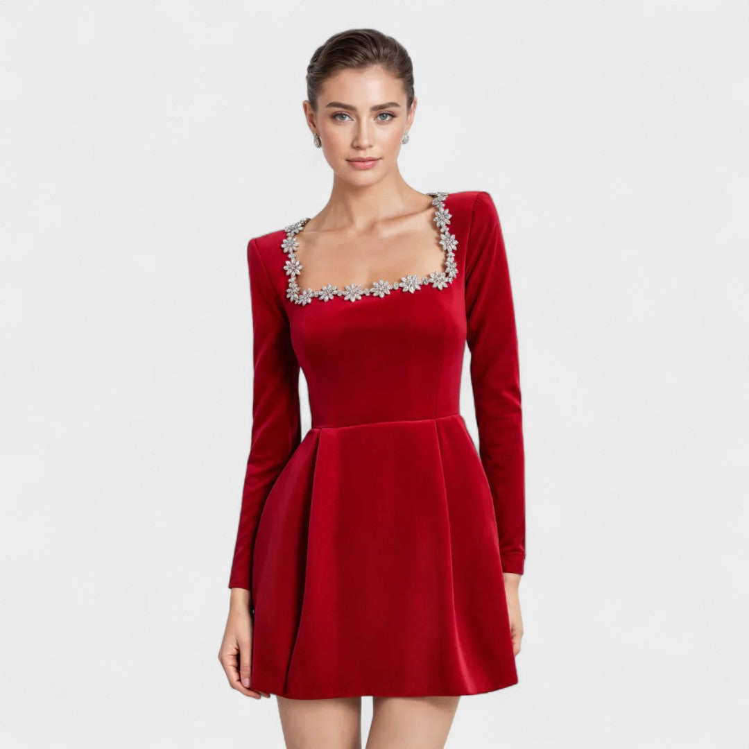 Valeria™ | Elegante Korte Fluwelen Jurk