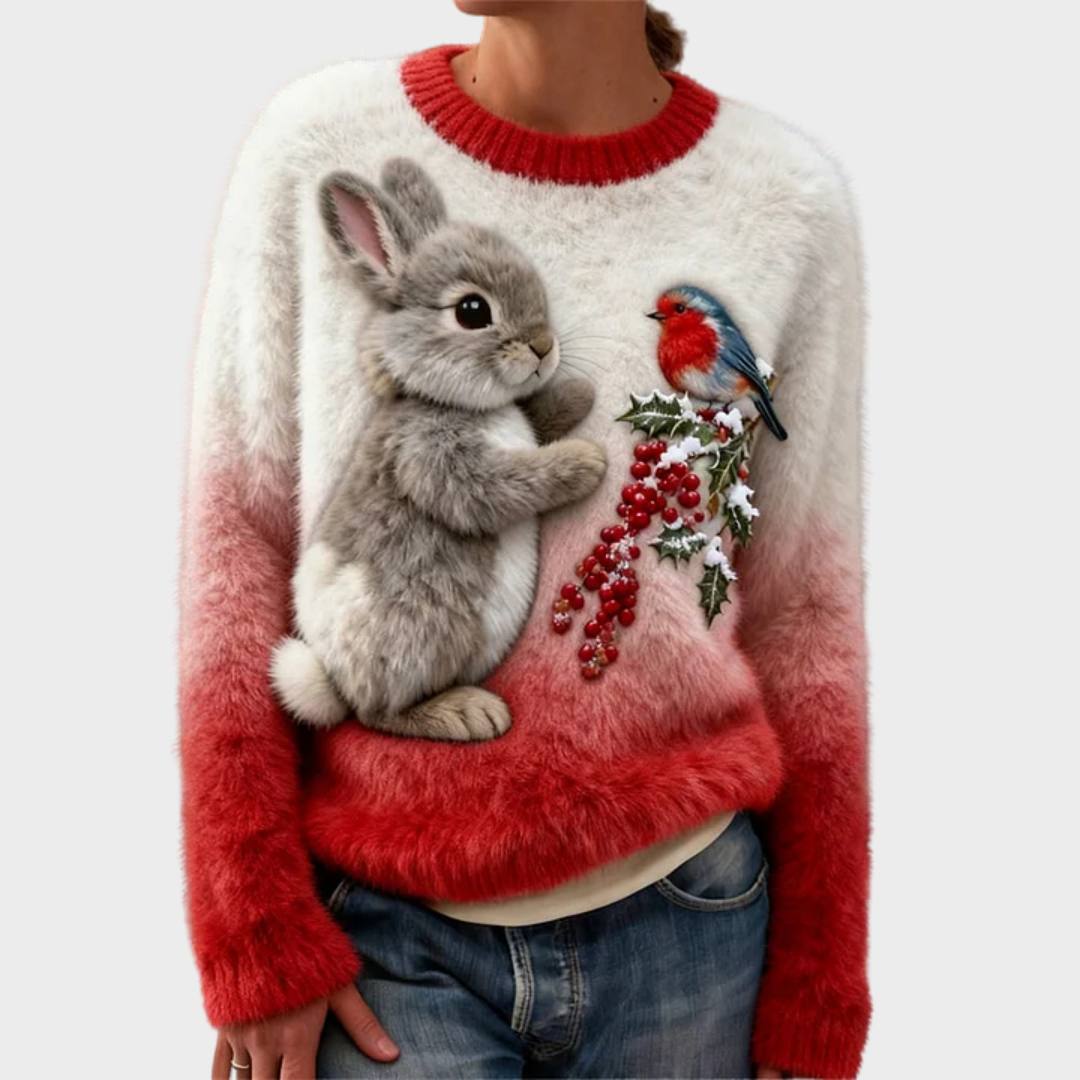 Teresa™ | Zachte Kersttrui met Konijn