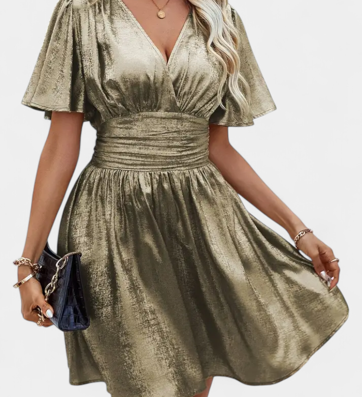 Adalee Jurk voor Dames met V-Hals en Kruis Taille