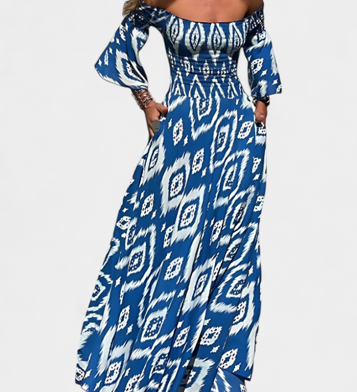 Bloemenzee Jurk met Off-Shoulder Mouwen