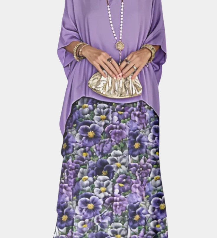 Caroline Batwing Maxi Jurk met Print