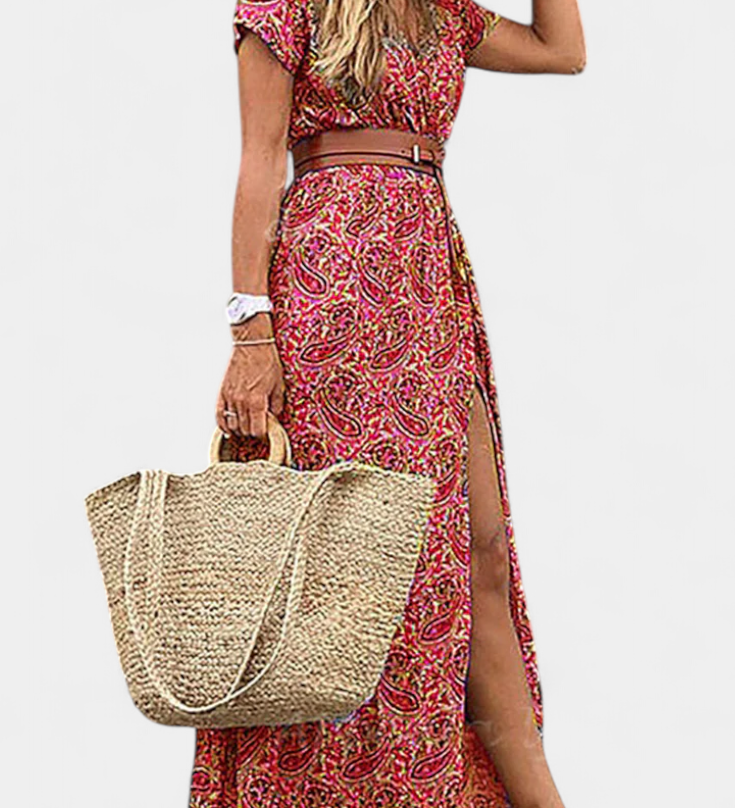 Anfisa Zomer Boho Jurk met Ceintuur en V-Hals