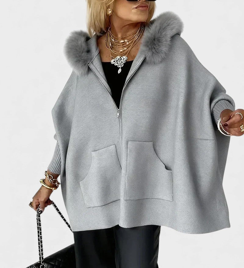 Miranda™ | Casual jas met capuchon en bontkraag