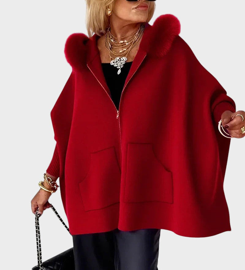 Miranda™ | Casual jas met capuchon en bontkraag