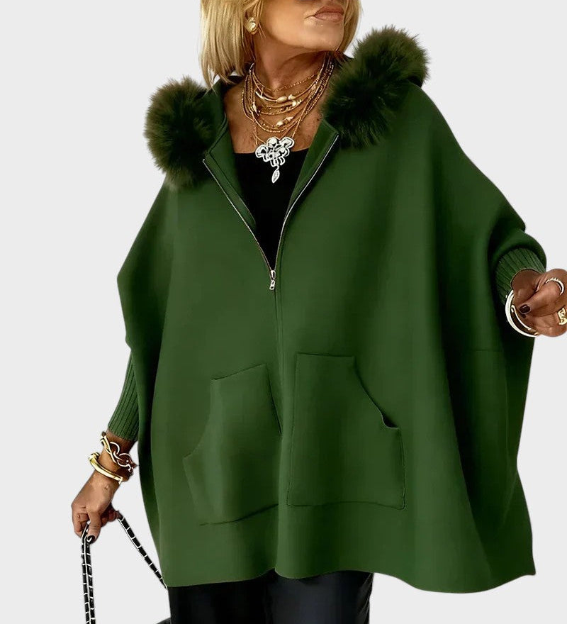 Miranda™ | Casual jas met capuchon en bontkraag