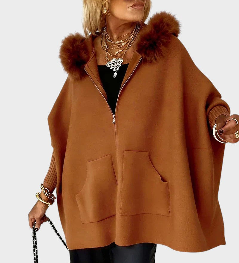 Miranda™ | Casual jas met capuchon en bontkraag