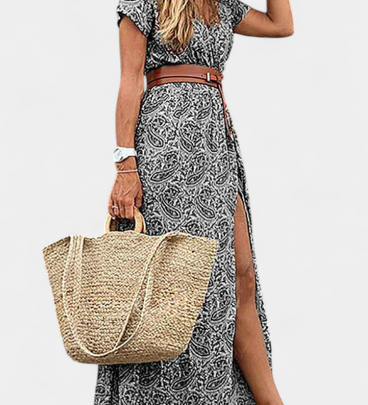 Anfisa Zomer Boho Jurk met Ceintuur en V-Hals