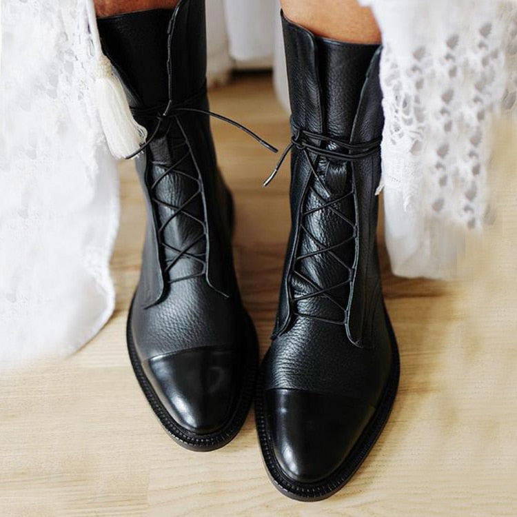 Gabriela | Zwarte Synthetische Leren Boots