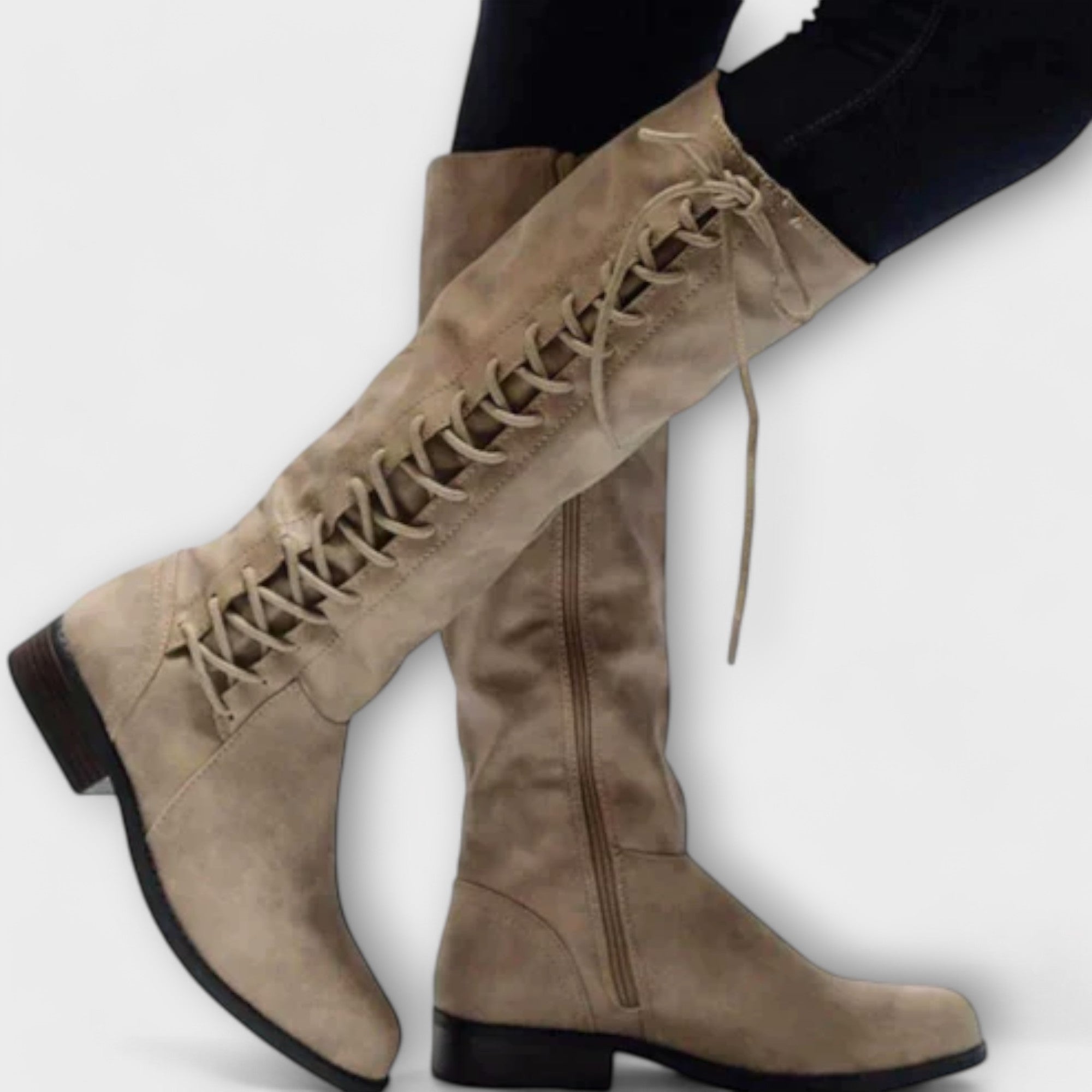 Paula | Leren Veterschoenen Enkellaarsjes