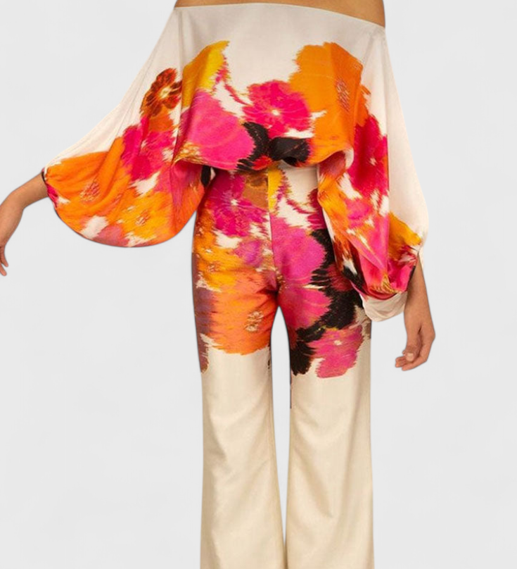Sybella Gedrukt Twee-Delige Set met Wijde Broek