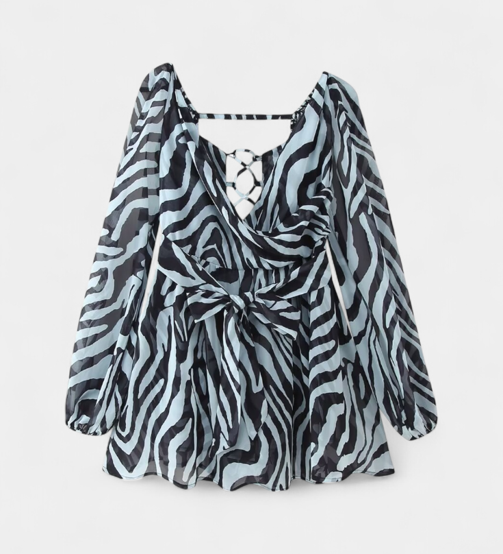 Skylar Mini Jurk met V-hals en Lichte Mouwen