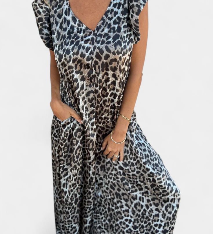 Isela Jumpsuit met V-hals en Luipaardprint