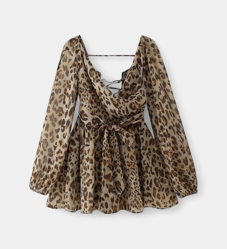 Skylar Mini Jurk met V-hals en Lichte Mouwen