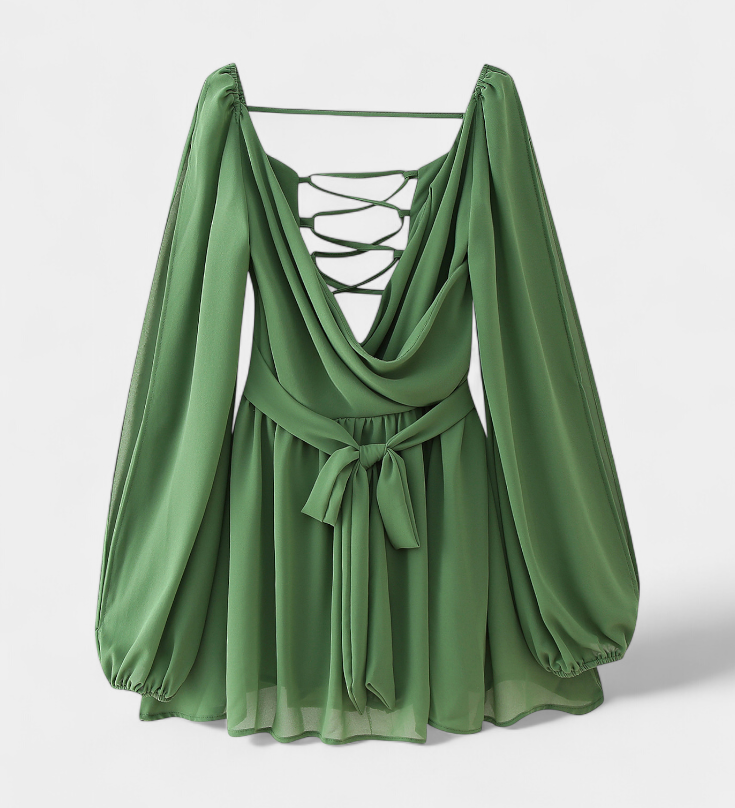 Skylar Mini Jurk met V-hals en Lichte Mouwen