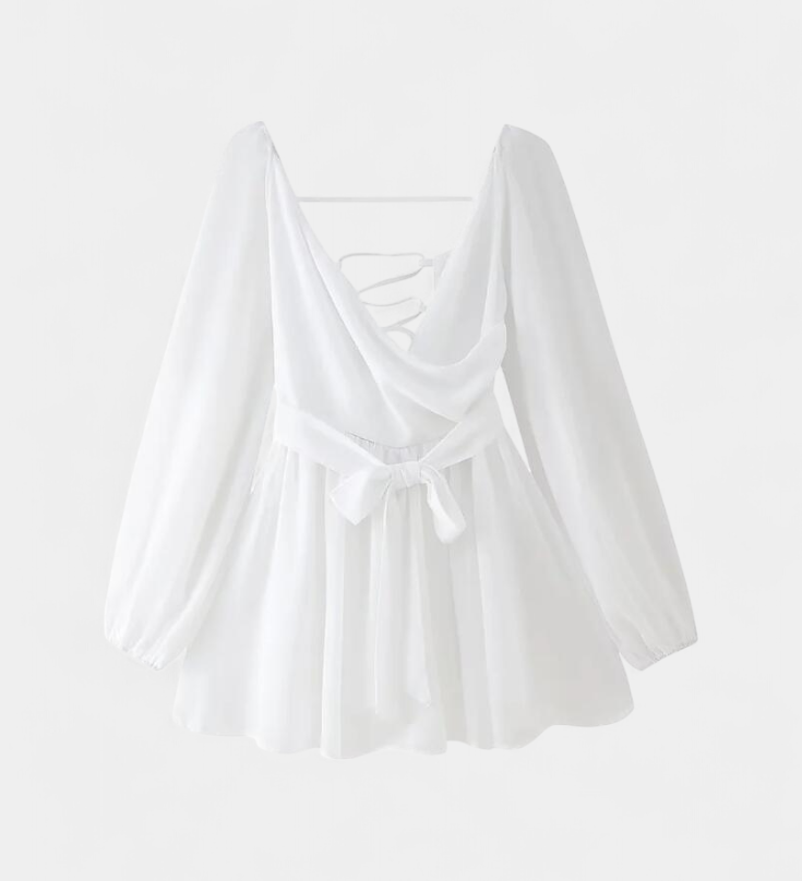 Skylar Mini Jurk met V-hals en Lichte Mouwen