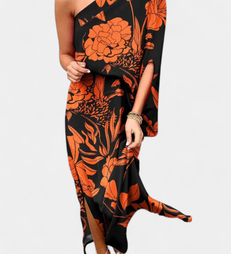 Carlena Eén-Schouder Jurk met Romantische Print