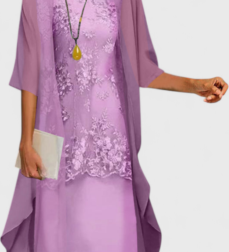 Elegante Chiffon Jurk Set Apolline met Tijdloos Ontwerp