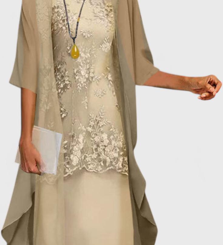 Elegante Chiffon Jurk Set Apolline met Tijdloos Ontwerp
