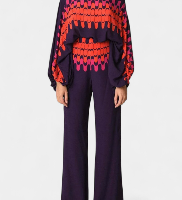 Sybella Gedrukt Twee-Delige Set met Wijde Broek