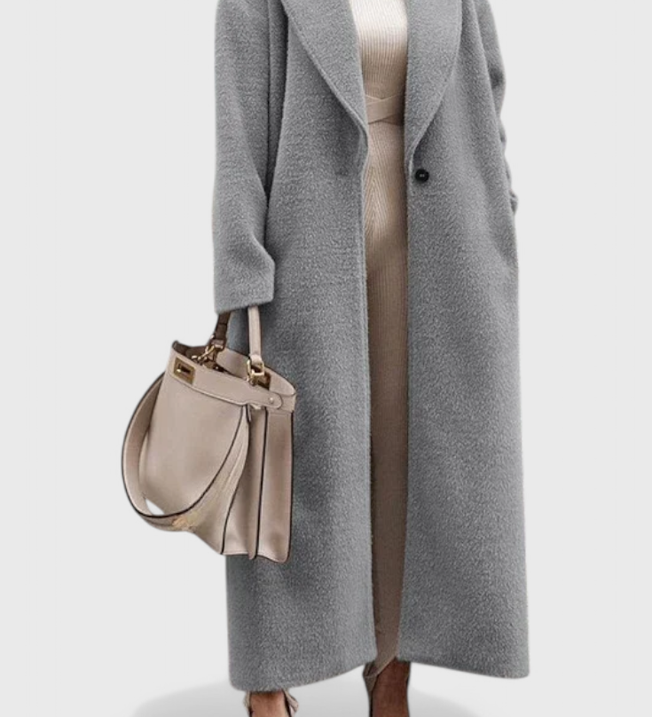 Chloe Luxe Gestructureerde Elegante Volledige Lange Jas