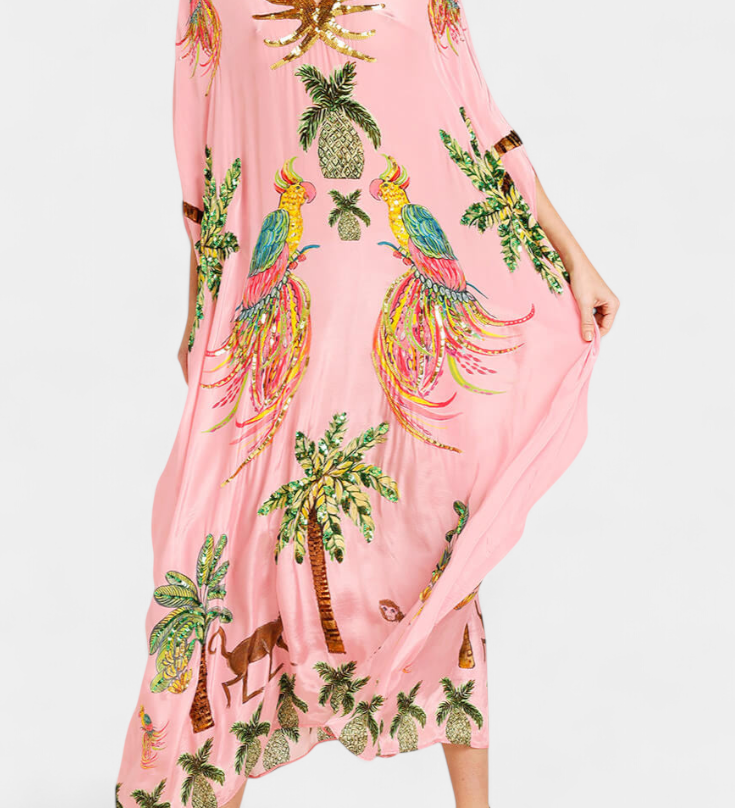 Evangeline Geprinte Jurk met Off-the-Shoulder Ontwerp