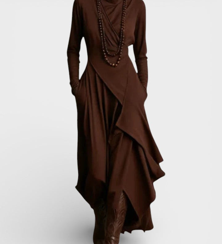 Sandra™ | Asymmetrische Gebreide Maxi Jurk