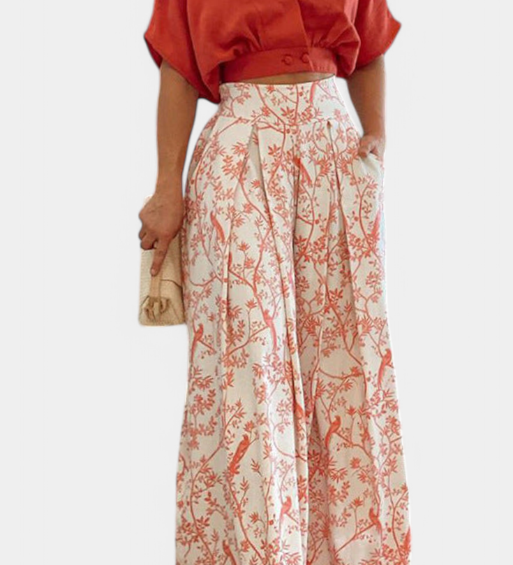 Olivia Boho V-Hals en Wijde Pantalon Set