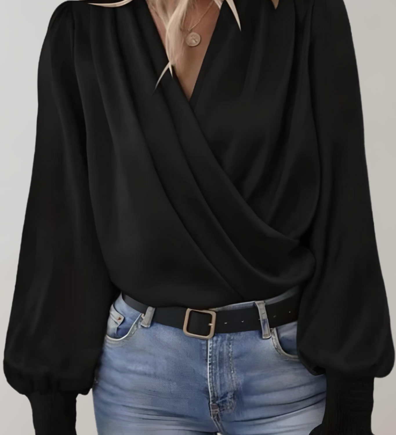Elegante Lange Mouwen V-Hals Blouse Quinn
